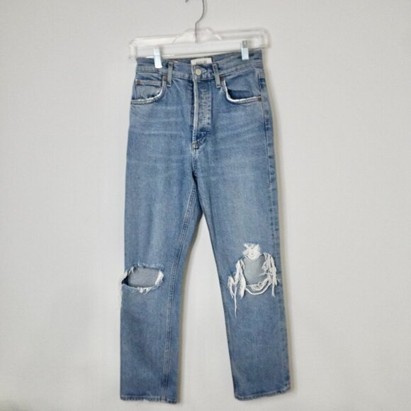 AGOLDE Riley High Rise Slim Straight Jeans Size 24 - Picture 3 of 7